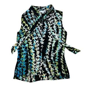 Black Sleeveless Butterfly Print Top